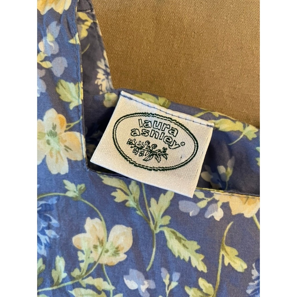 Vintage Laura Ashley 80s Dress Sz 10 Blue Cottage Garden Floral Prairie Modest - Picture 4 of 9